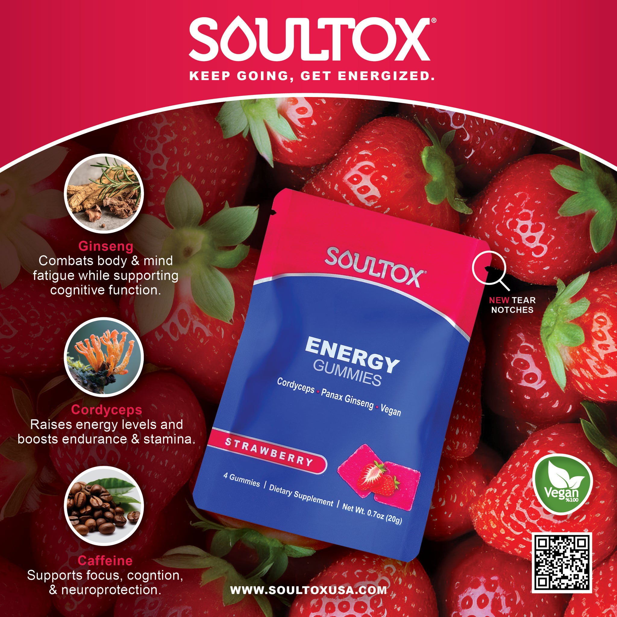 Soultox ENERGY Ginseng Cordyceps Mushroom Gummies - Lucky Soul