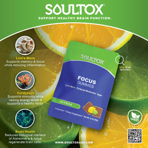 Soultox FOCUS Lion's Mane Mushroom Gummies - Lucky Soul