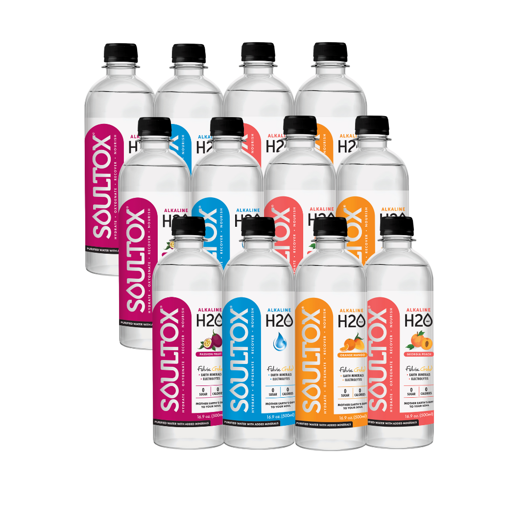 SoulTox 4-Flavor Variety Alkaline Fulvic Gold Bottles 12 Pack